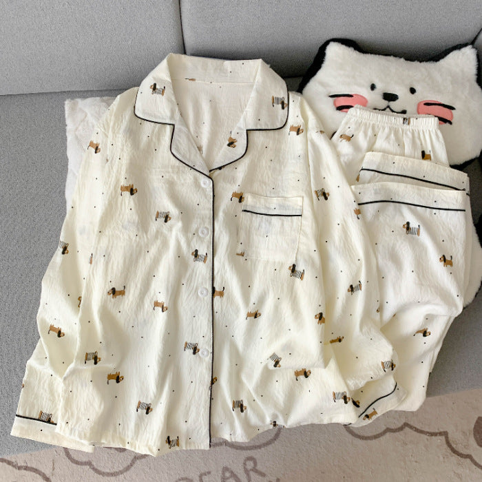 Julia | Womens Cotton Button Up Long Sleeve Loungewear Pajama Set