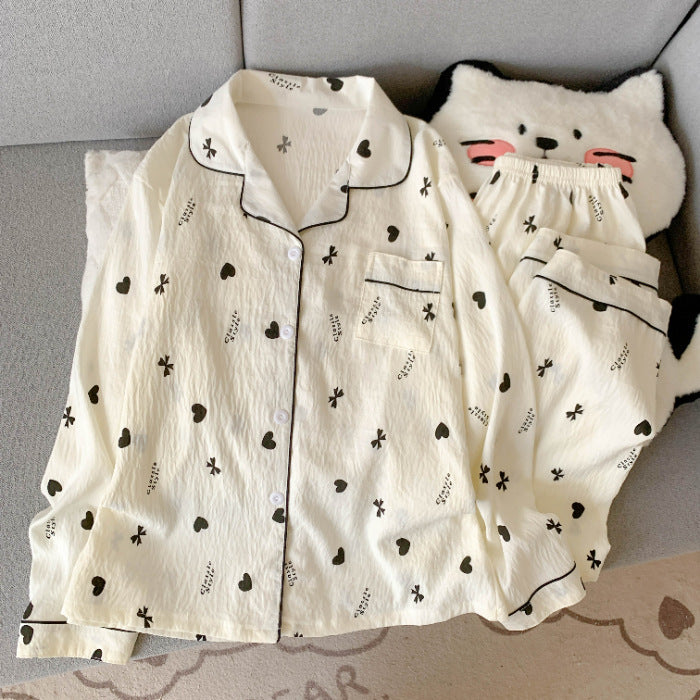 Julia | Womens Cotton Button Up Long Sleeve Loungewear Pajama Set