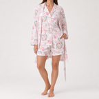 Julie | Womens Short Sleeve Cotton Shorts Pajama Set, Rose