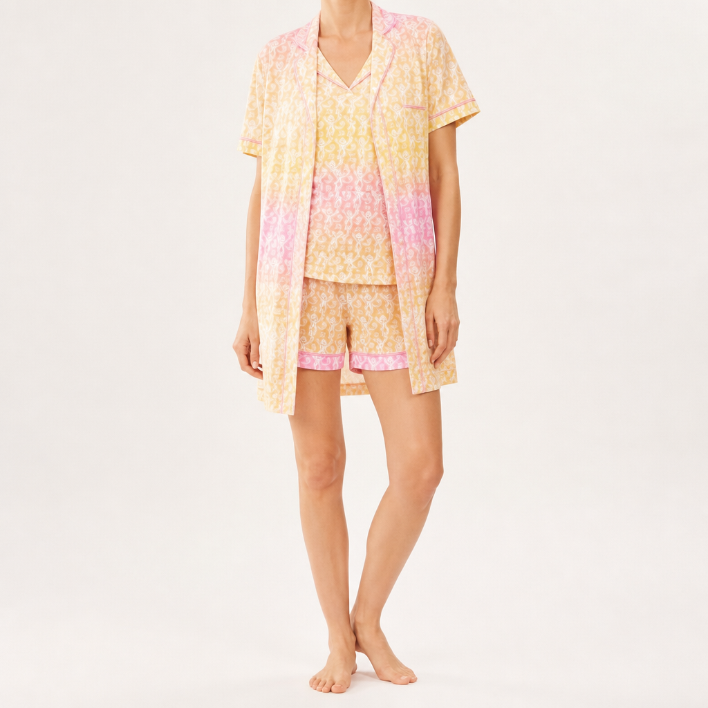 Julie | Womens Short Sleeve Cotton Shorts Pajama Set, Coral