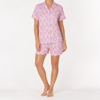 Julie | Womens Short Sleeve Cotton Shorts Pajama Set, Peach