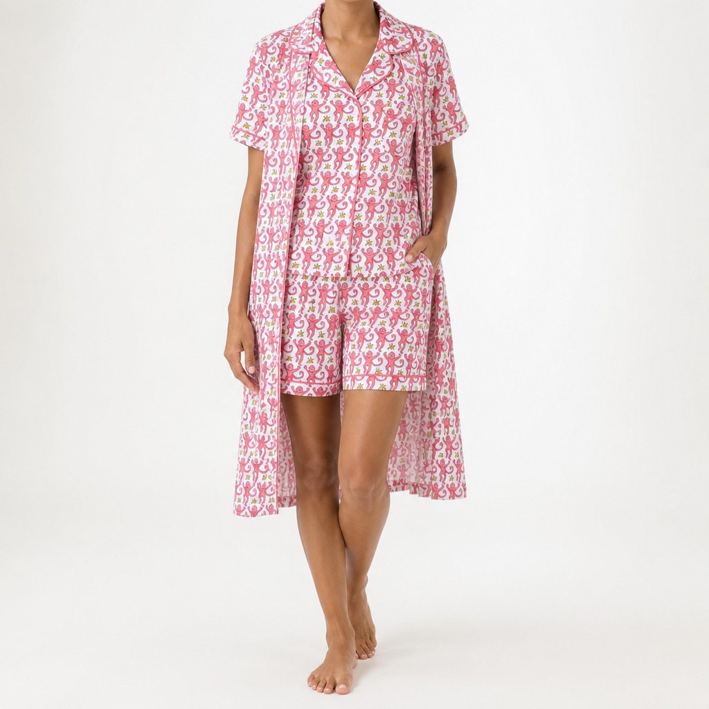 Julie | Womens Short Sleeve Cotton Shorts Pajama Set, Cherry Red