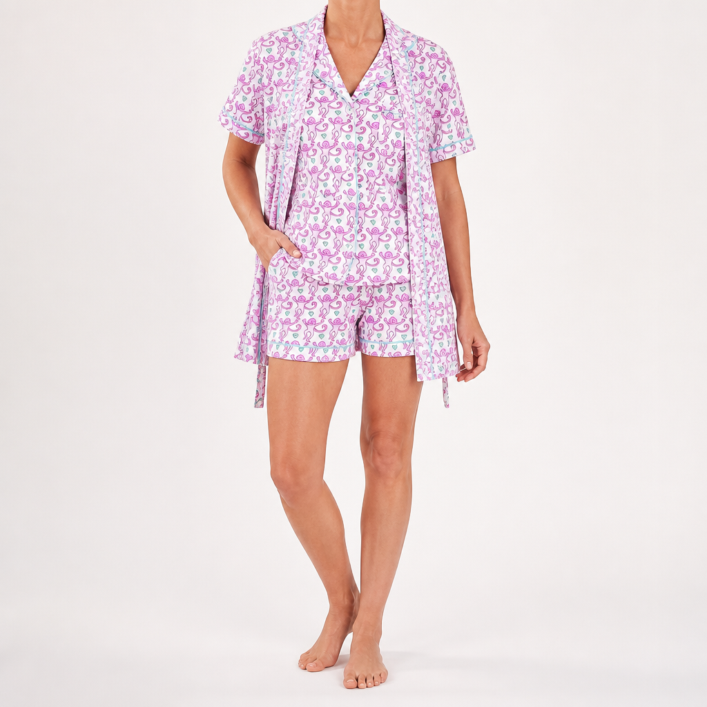 Julie | Womens Short Sleeve Cotton Shorts Pajama Set, Orchid