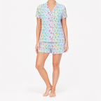 Julie | Womens Short Sleeve Cotton Shorts Pajama Set, Mint Green