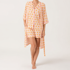 Julie | Womens Short Sleeve Cotton Shorts Pajama Set, Orange