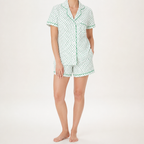 Julie | Womens Short Sleeve Cotton Shorts Pajama Set, Green
