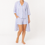 Julie | Womens Short Sleeve Cotton Shorts Pajama Set, Cornflower Blue