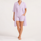 Julie | Womens Short Sleeve Cotton Shorts Pajama Set, Lavender
