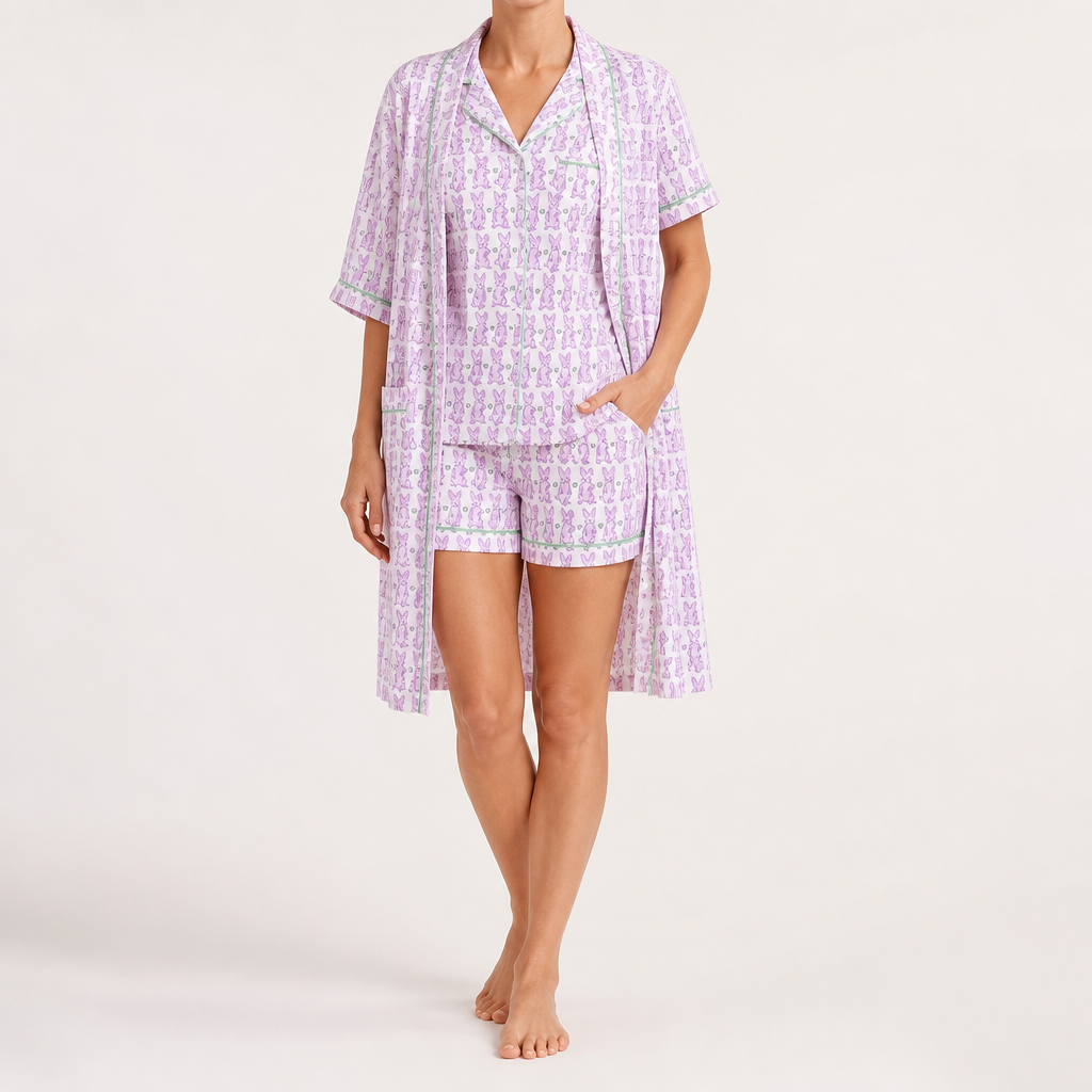 Julie | Womens Short Sleeve Cotton Shorts Pajama Set, Lavender