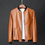 Kai | Mens Slim Fit Leather Jacket - Orange