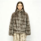 Kaitlyn | Womens Faux Fur Coat Mink Stand Collar Short Winter Jacket