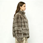 Kaitlyn | Womens Faux Fur Coat Mink Stand Collar Short Winter Jacket