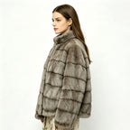Kaitlyn | Womens Faux Fur Coat Mink Stand Collar Short Winter Jacket