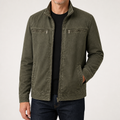 Kane | Mens Cotton Padded Work Jacket Lapel Full Zip Workwear Coat, Army Green