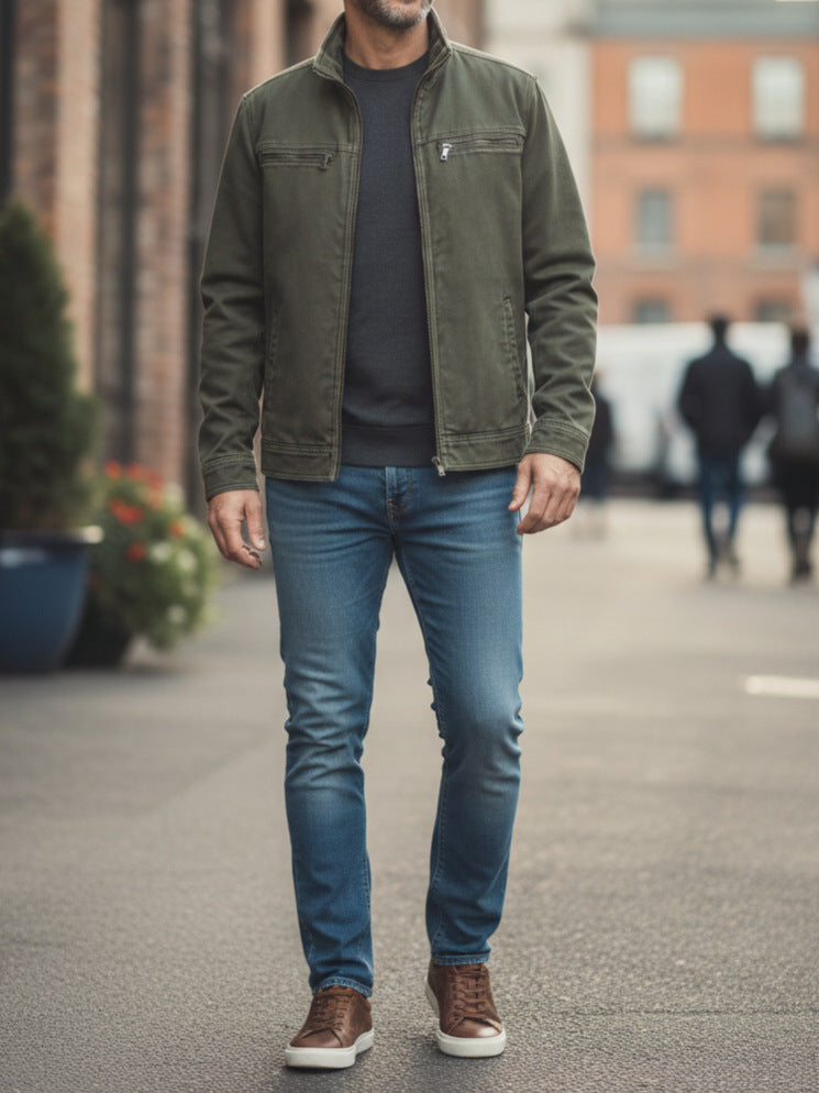 Kane | Mens Cotton Padded Work Jacket Lapel Full Zip Workwear Coat