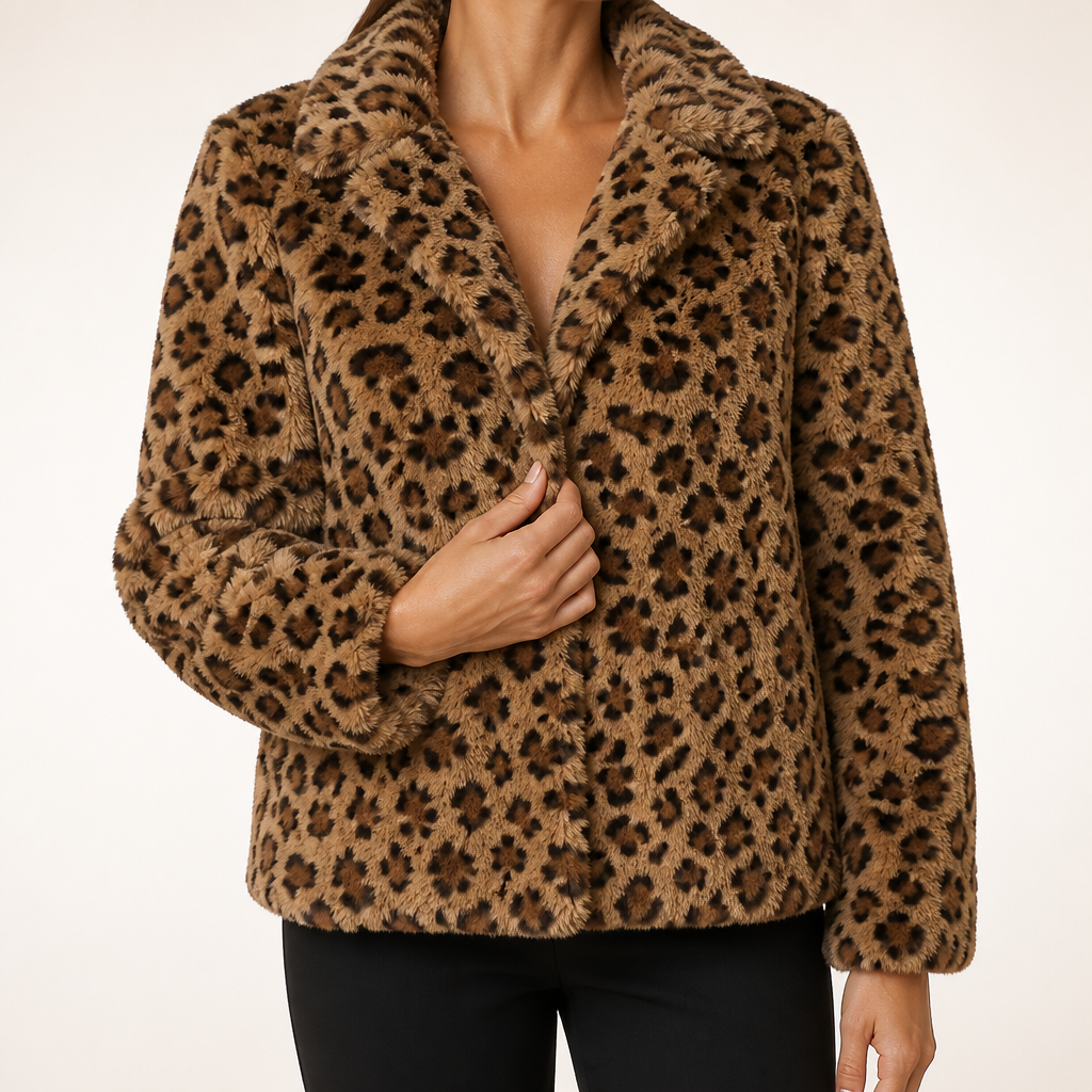 Kara | Womens Leopard Print Faux Fur Vest Sleeveless Cropped Jacket, Brown Leopard