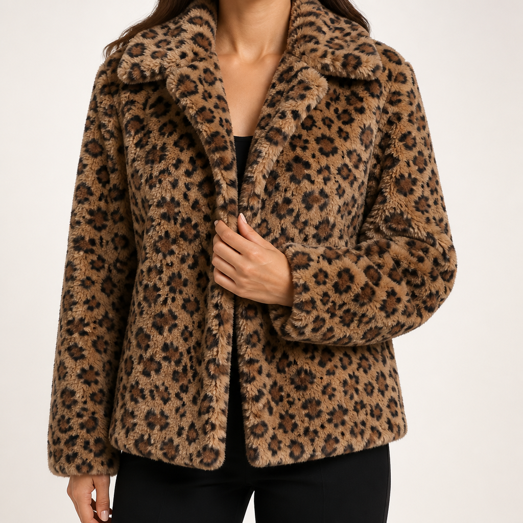 Kara | Womens Leopard Print Faux Fur Vest Sleeveless Cropped Jacket, Brown
