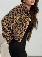 Kara | Womens Leopard Print Faux Fur Vest Sleeveless Cropped Jacket