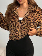 Kara | Womens Leopard Print Faux Fur Vest Sleeveless Cropped Jacket