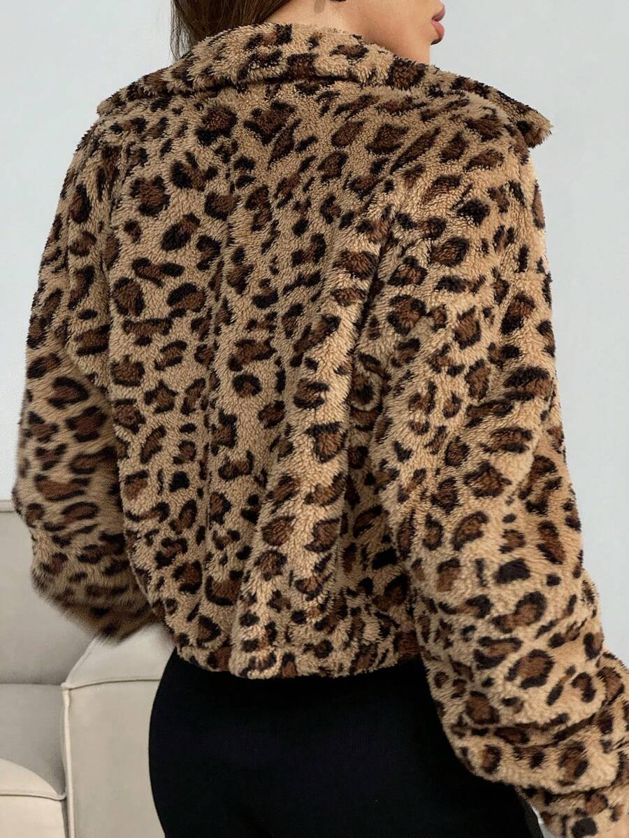 Kara | Womens Leopard Print Faux Fur Vest Sleeveless Cropped Jacket