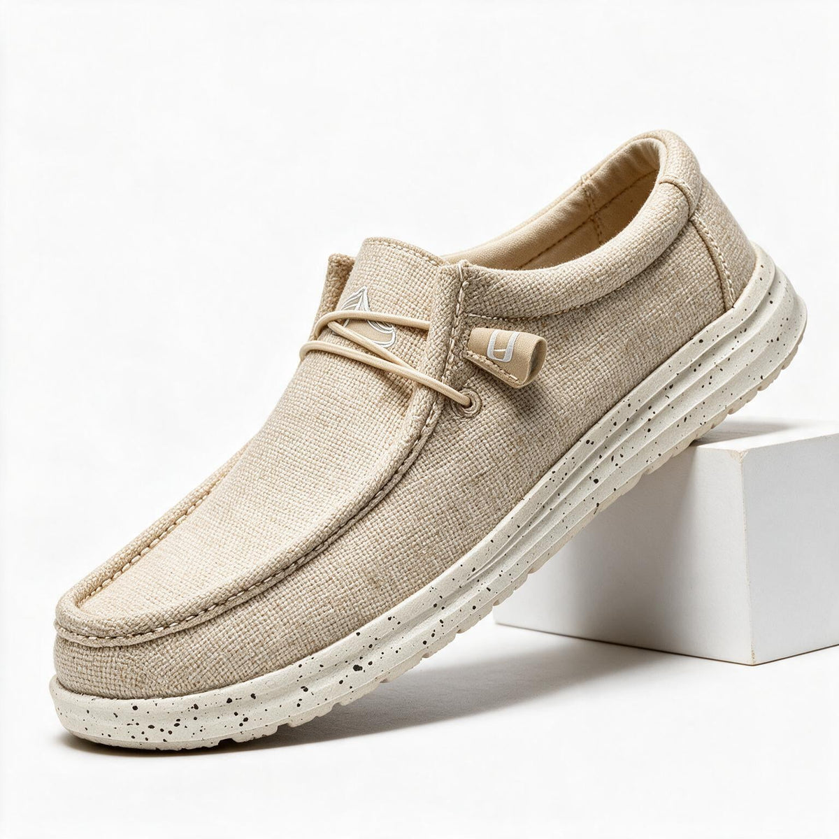 Kathy | Womens Slip On Canvas Shoes Cushioned Casual Loafers, Beige