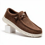 Kathy | Womens Slip On Canvas Shoes Cushioned Casual Loafers, Brown