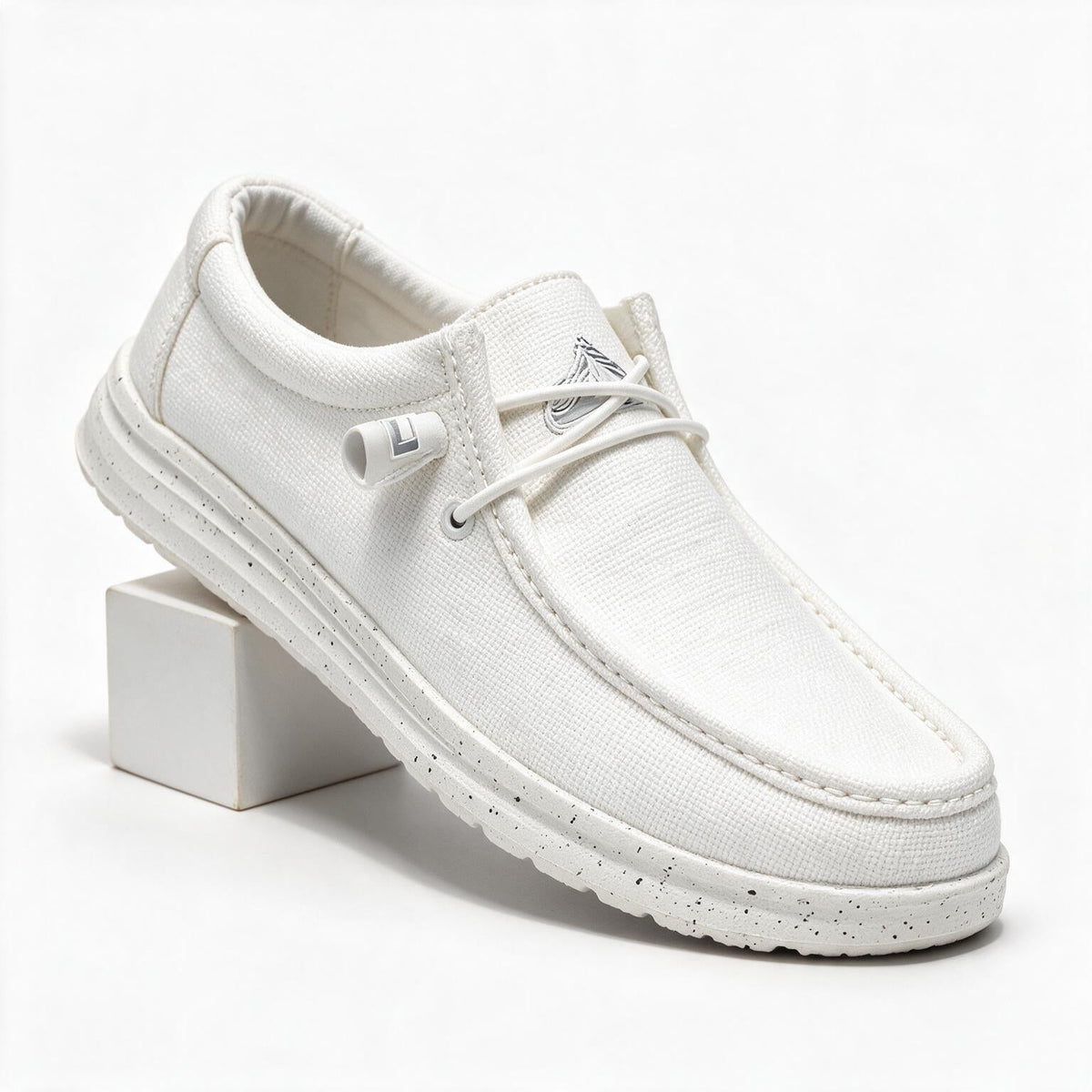 Kathy | Womens Slip On Canvas Shoes Cushioned Casual Loafers, White