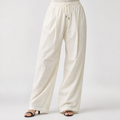 Katrina | Womens Wide Leg Straight Leg Loose Casual Trousers, White