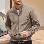 Keir | Mens Cardigan Zip Up Stand Collar Suede Jacket Coat - 2