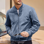Keir | Mens Cardigan Zip Up Stand Collar Suede Jacket Coat - 3