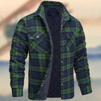 Keir | Mens Flannel Plaid Shirt Jacket, Green Quilted