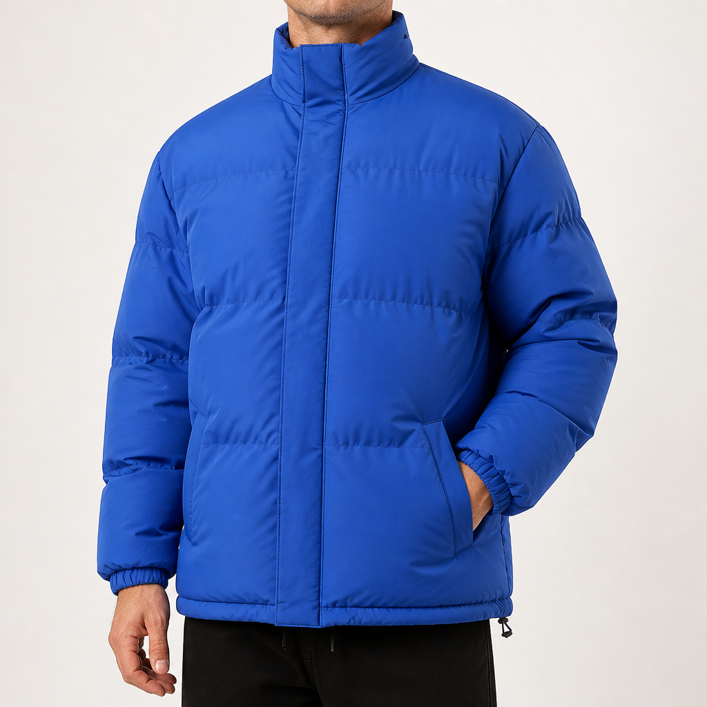 Keith | Mens Wool Lined Jacket Padded Thick Warm Winter Coat, Blue