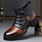 Ken | Mens Leather Biker Boots High Top Ankle Casual Footwear