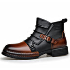 Ken | Mens Leather Biker Boots High Top Ankle Casual Footwear