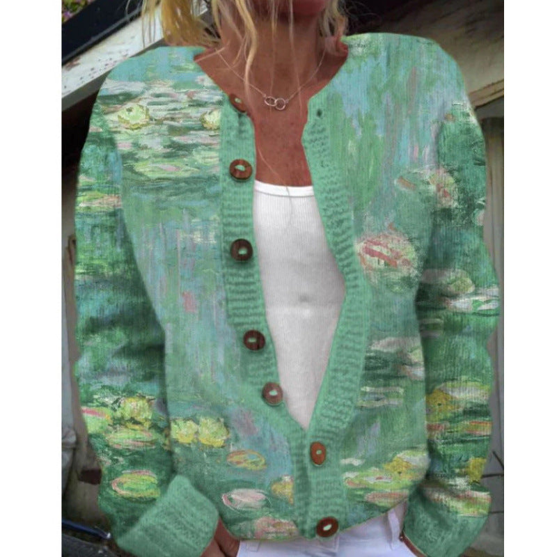 Kendra | Womens 3D Printed Zip Up Sweatshirt Cardigan Fall Spring Jacket