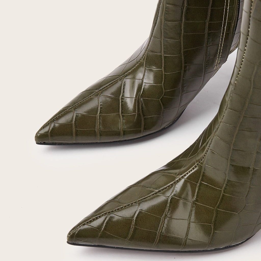 Kennedy | Womens Pointed Toe Stiletto Leather Heeled Ankle Boots