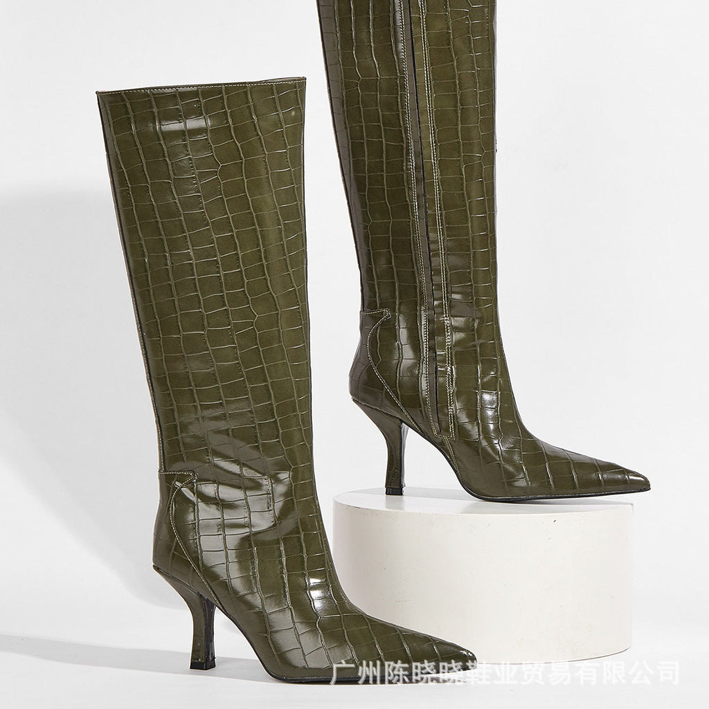 Kennedy | Womens Pointed Toe Stiletto Leather Heeled Ankle Boots