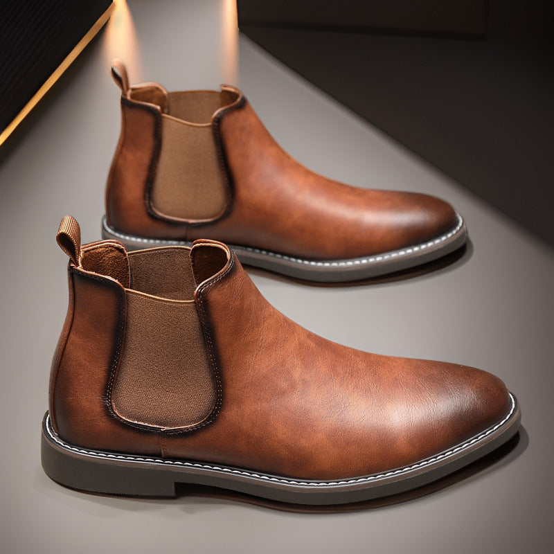 Kenneth | Mens Leather Chelsea Boots Retro Ankle Casual Dress Footwear