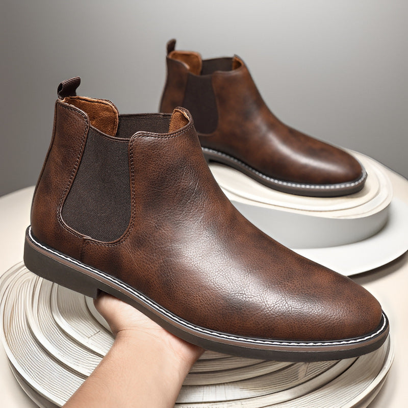 Kenneth | Mens Leather Chelsea Boots Retro Ankle Casual Dress Footwear