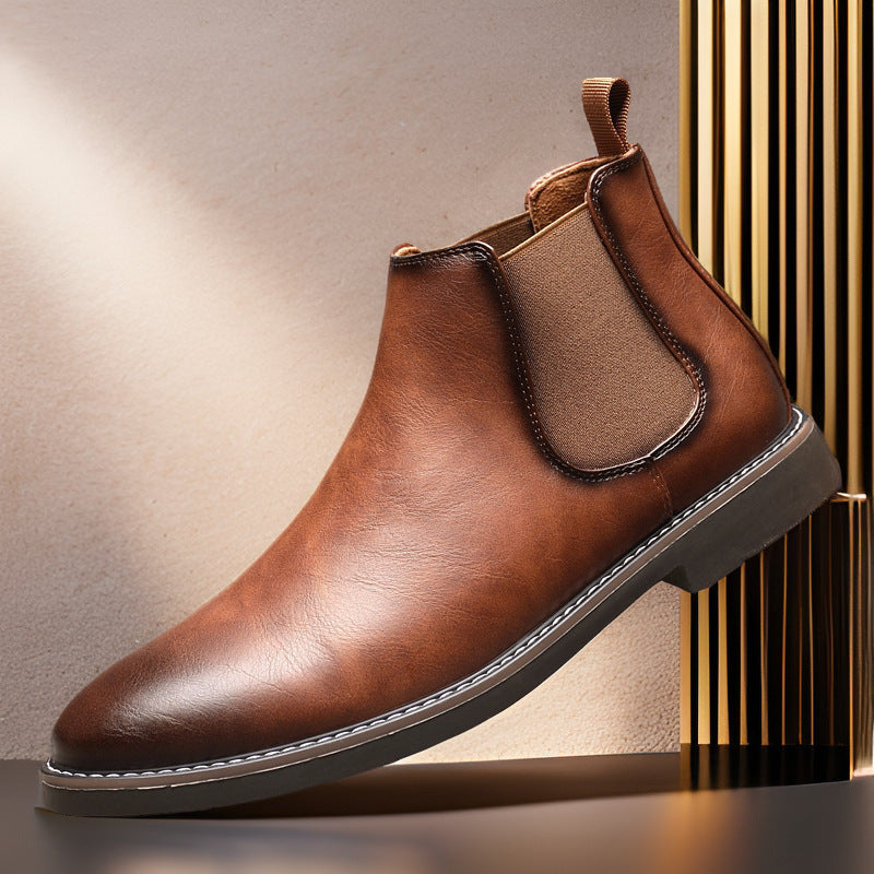 Kenneth | Mens Leather Chelsea Boots Retro Ankle Casual Dress Footwear