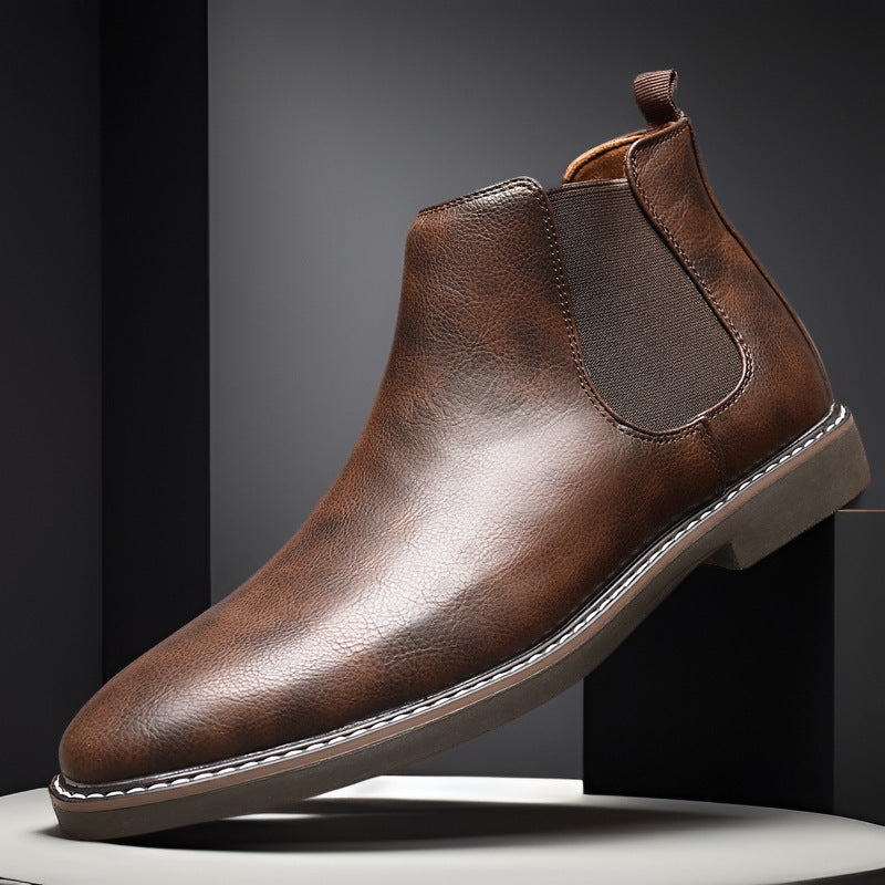 Kenneth | Mens Leather Chelsea Boots Retro Ankle Casual Dress Footwear