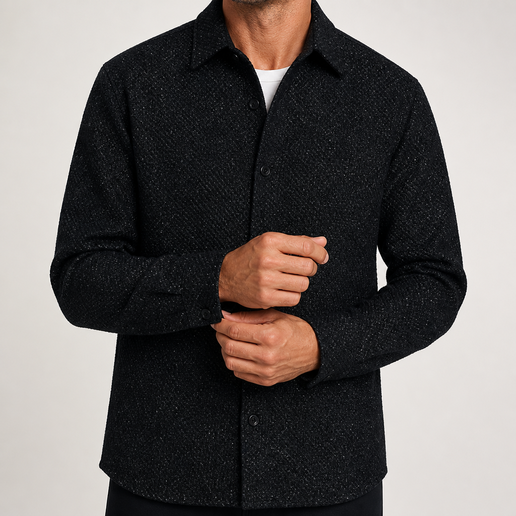Kent | Mens Long Sleeve Shirt Casual Loose Fashion Button Down, Black Pants