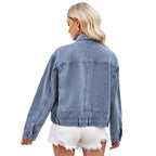 Kenzie | Womens Studded Washed Denim Jacket