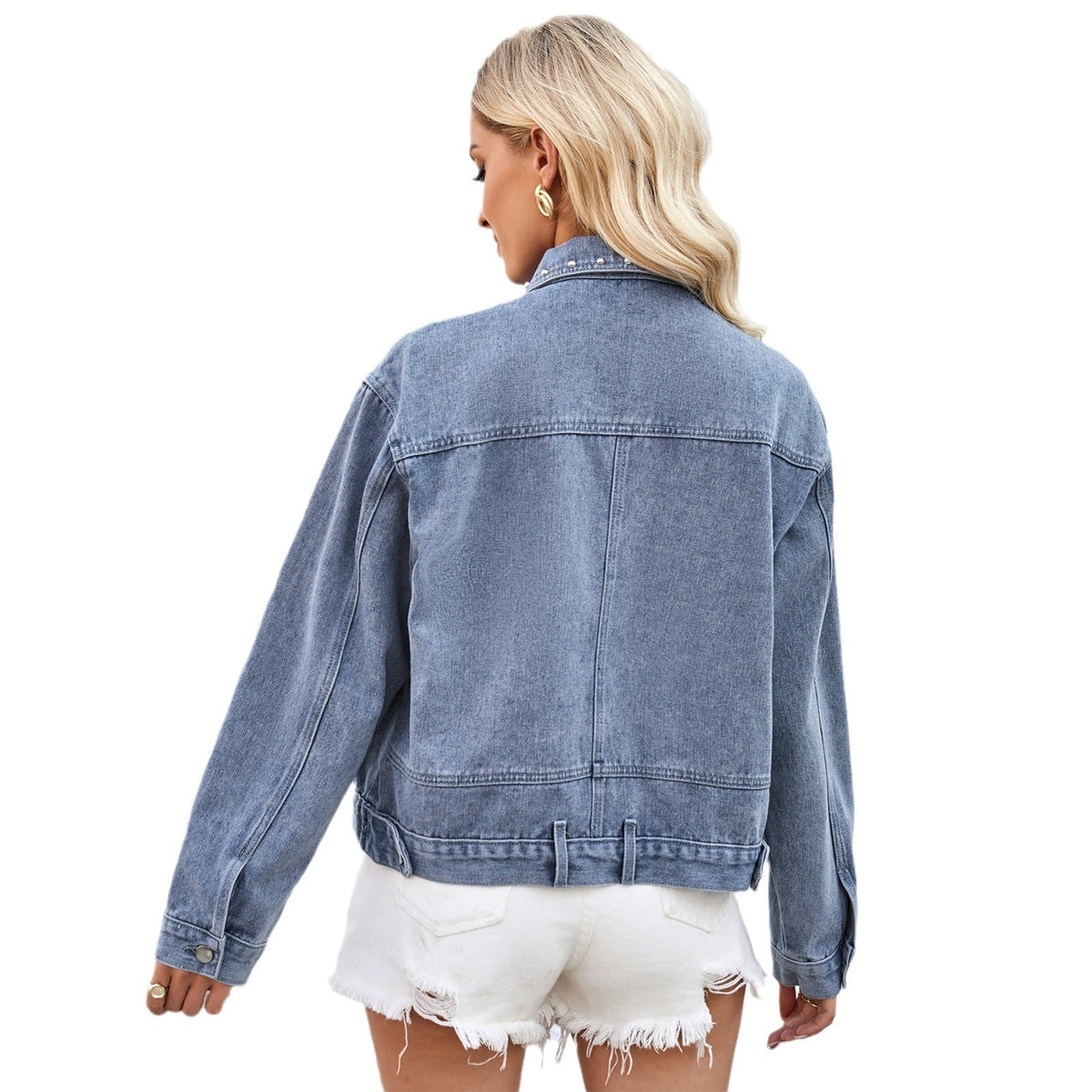 Kenzie | Womens Studded Washed Denim Jacket