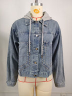 Kenzie | Womens Studded Washed Denim Jacket