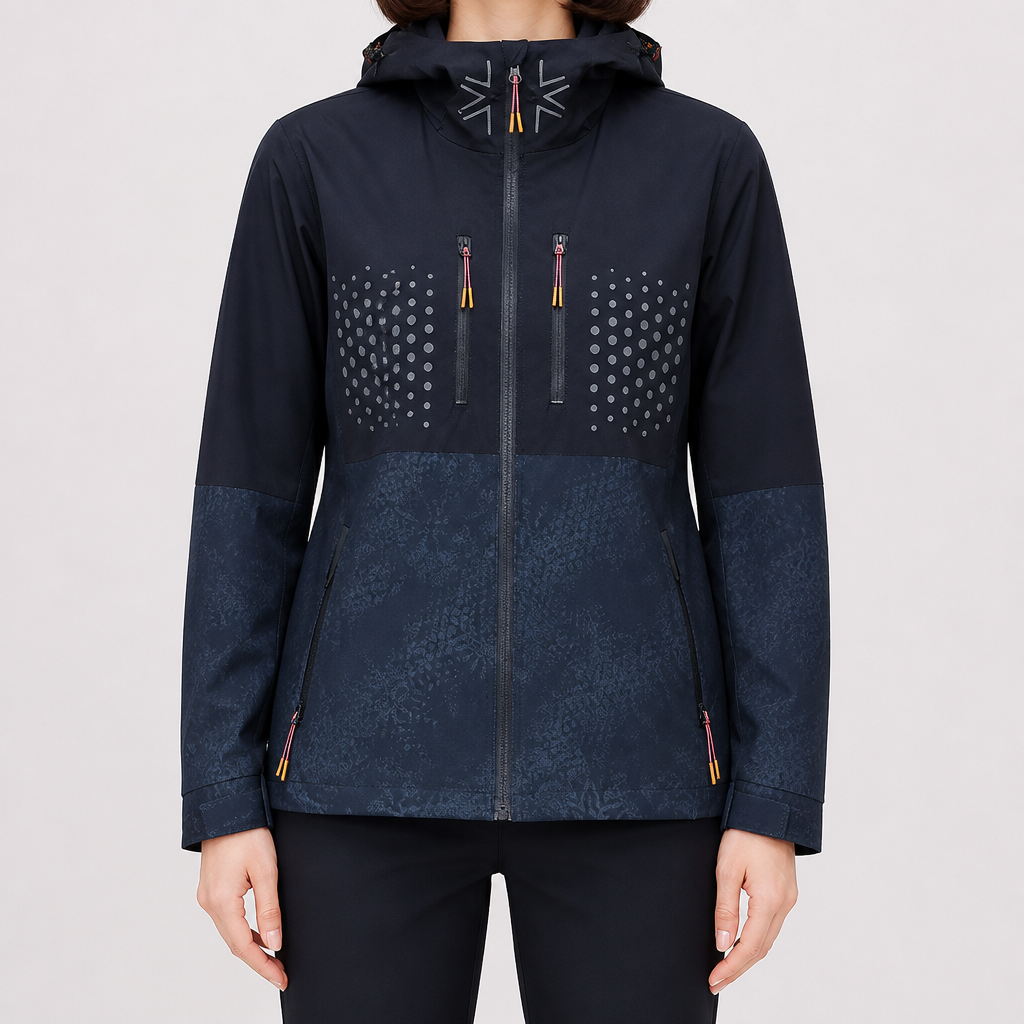 Kinsey | Womens Quick Dry Lightweight Packable Hooded Running Jacket, Navy Blue