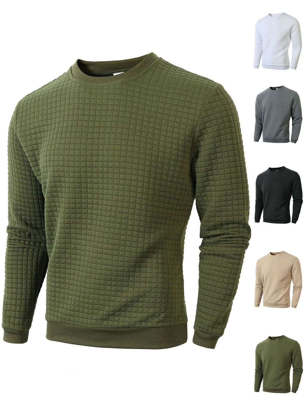 Kurt | Mens Checkered Crewneck Sweatshirt Knit Pullover Sweater