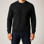 Kurt | Mens Checkered Crewneck Sweatshirt Knit Pullover Sweater, Black