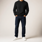 Kurt | Mens Checkered Crewneck Sweatshirt Knit Pullover Sweater, Black
