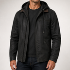 Lachlan | Mens Fleece Lined Hooded Winter Autumn Soft Shell Jacket, Black